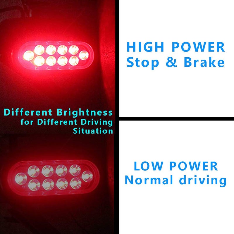 CZC AUTO 6'' LED Waterproof Oval Red Trailer Lights Rear Stop Turn Signal Parking Tail Brake Lights for Trailer Truck RV (Red, 4 Pack) - Image 4